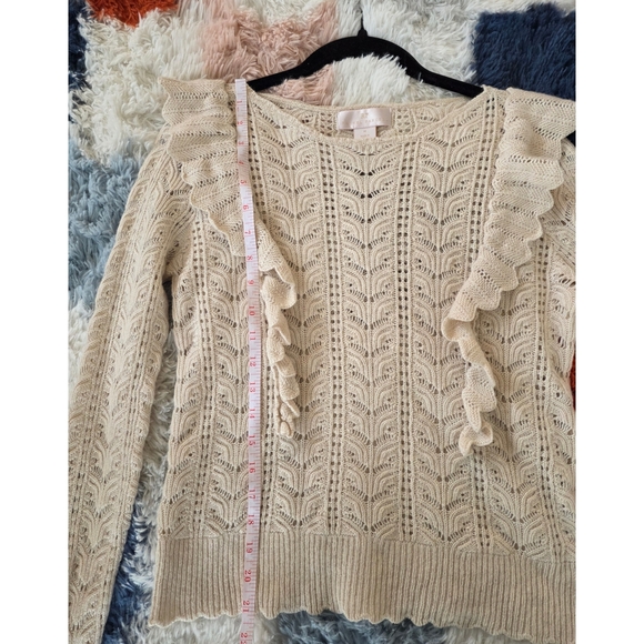 Rachel Parcell Beige Ruffle Knit Sweater - Picture 2 of 6